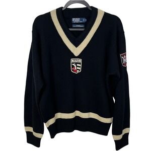 Vintage Polo Ralph Lauren 100% Wool V-Neck Sweater Suicide Ski Jump Size XL